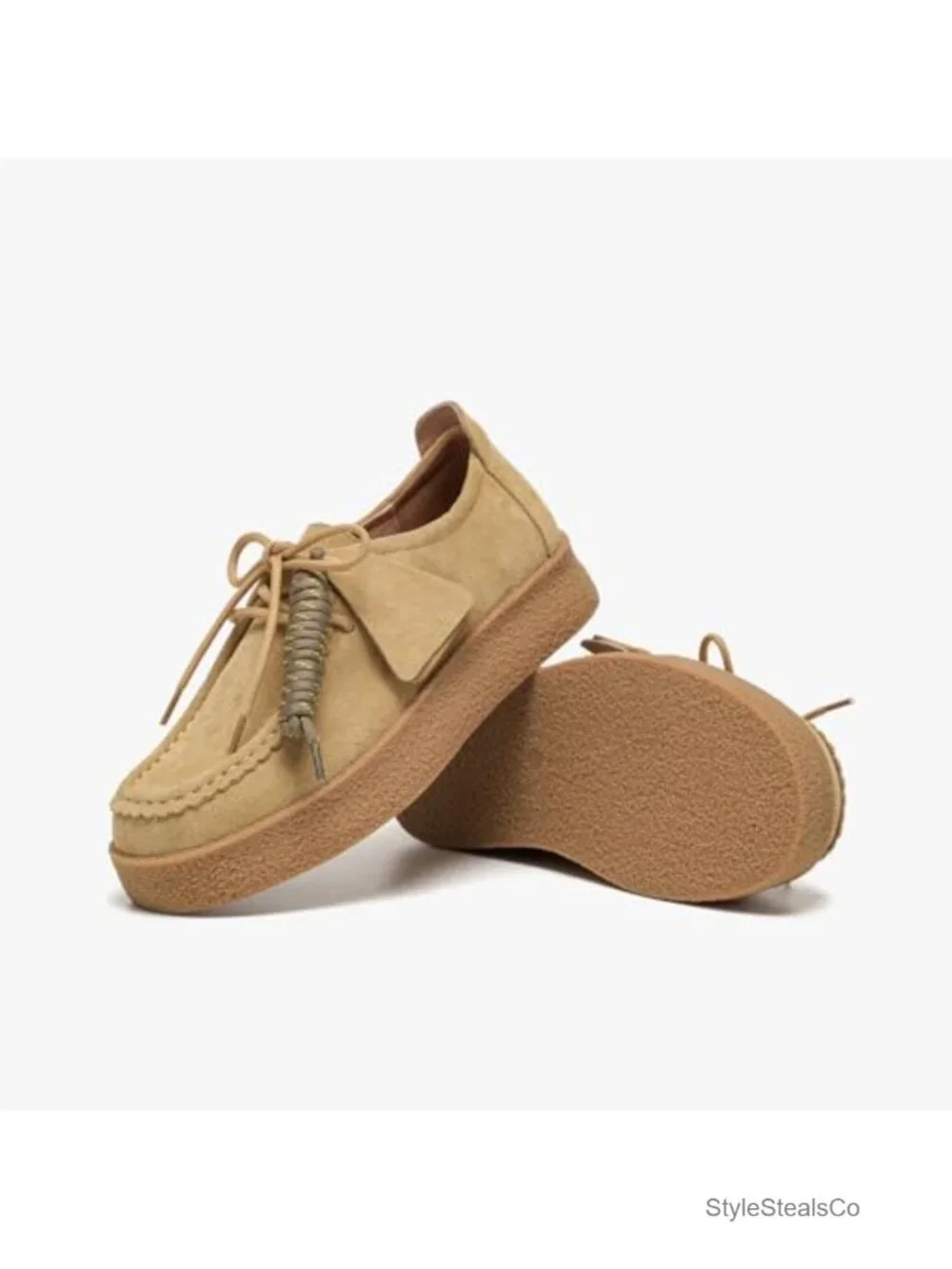 Genuine Suede Platform Loafers with Cushioned Insole